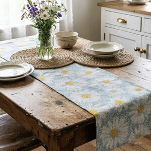 Rachel Zoe Stunning Heavily Beaded Daisy Floral Table Runner New